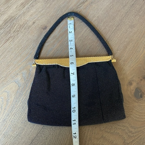 Vintage Black Beaded Gold Metal Top Closure Purse - Picture 9 of 9